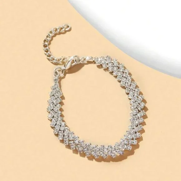 Glamorous Zinc Alloy Rhinestone Decor Bracelet For Women For Party Wedding Gift - Picture 5 of 7